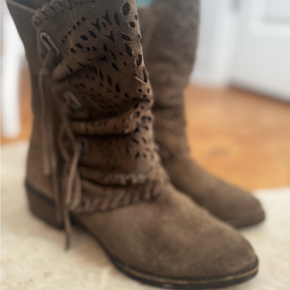 Flying Monkey Taupe Suede Ankle Boots